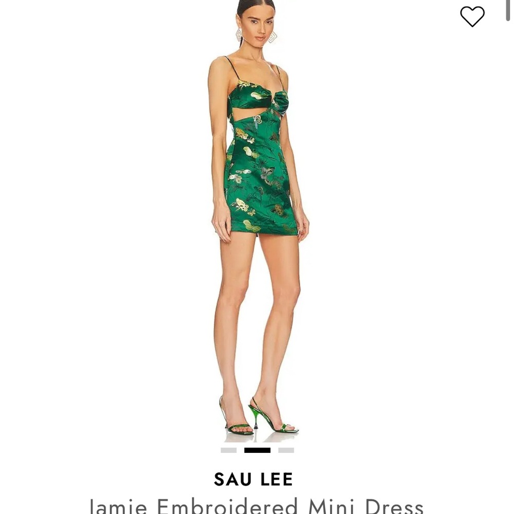 Sau Lee Green Butterfly Print Dress